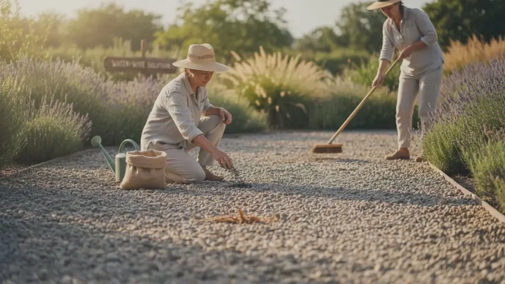 3 slimme natuurlijke trucs voor een grindpad zonder onkruid en bewatering