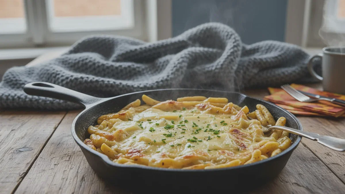 Snelle pan met spätzle en munsterkaas: avondeten in 10 minuten